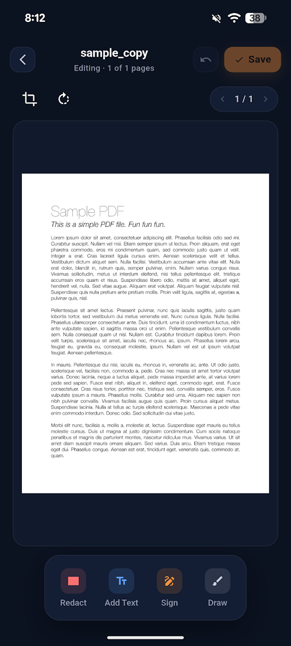 Doxentra PDF editor with redact, text, sign, and draw tools